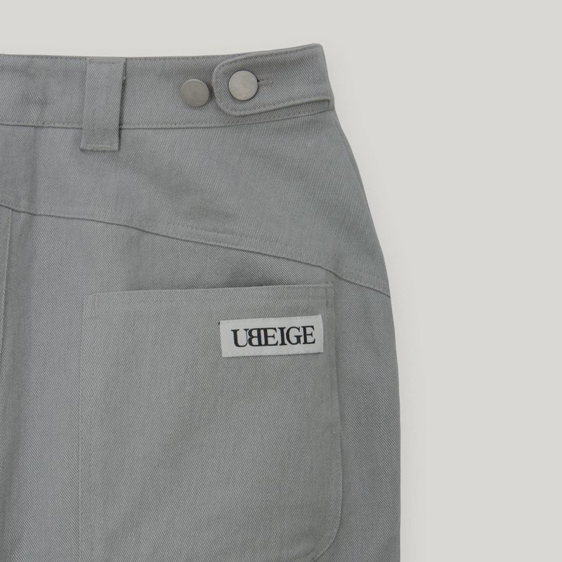 Gray Slit Snap Long Pants