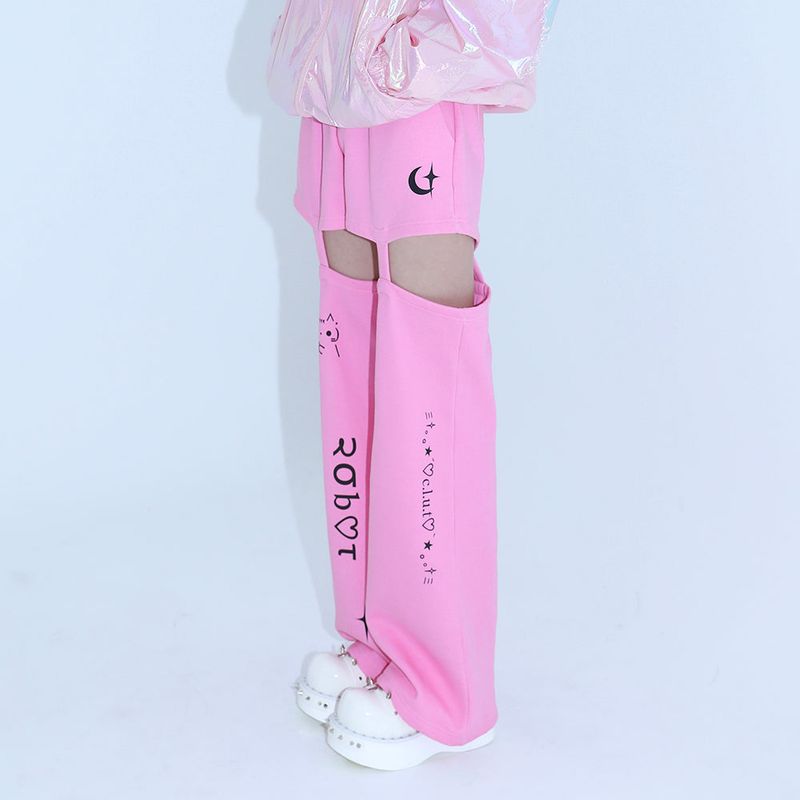 0 7 cut out emoji pants - PINK