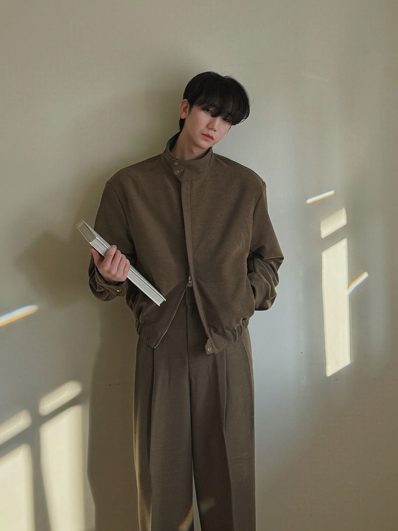 ASCLO Drop Shoulder High Neck Blouson (2color)