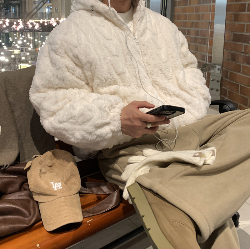 Nechis Cable Mink Fur Overfit Hooded Padding