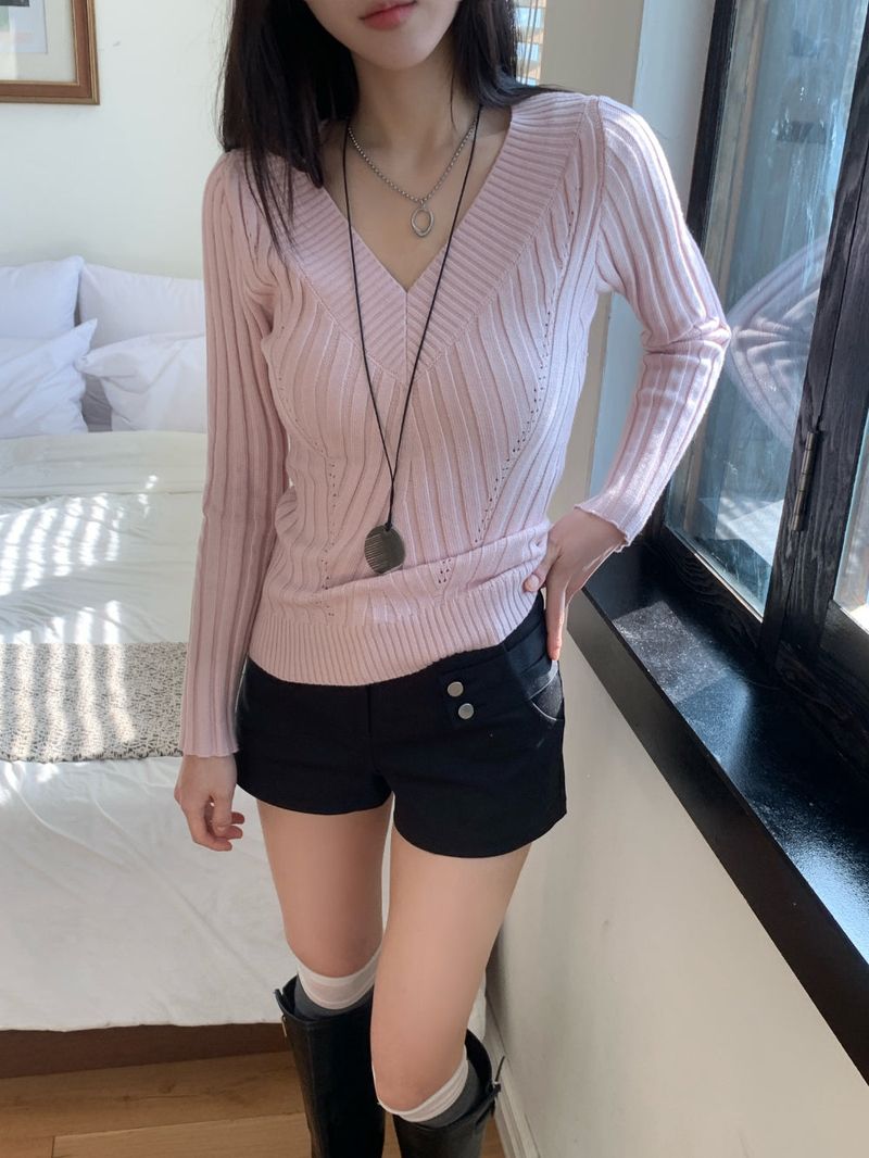 Modern Two Belt Button Bijou Short Pants