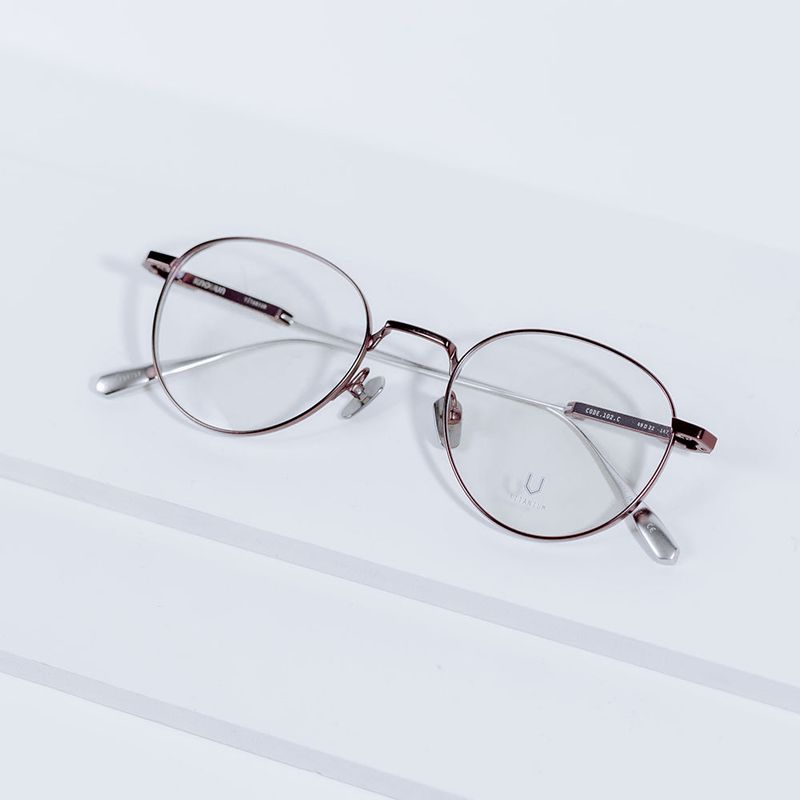 Knouun Round titanium glasses CODE. 102. C Brown N Silver