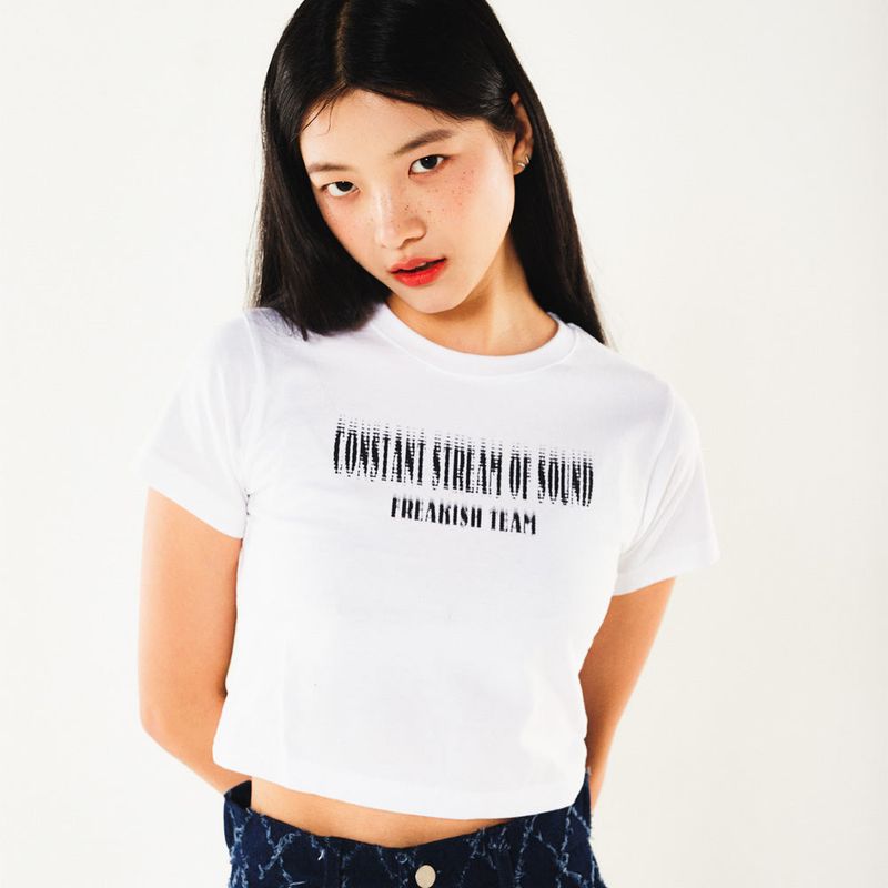 スティプル半袖クロップTシャツ
