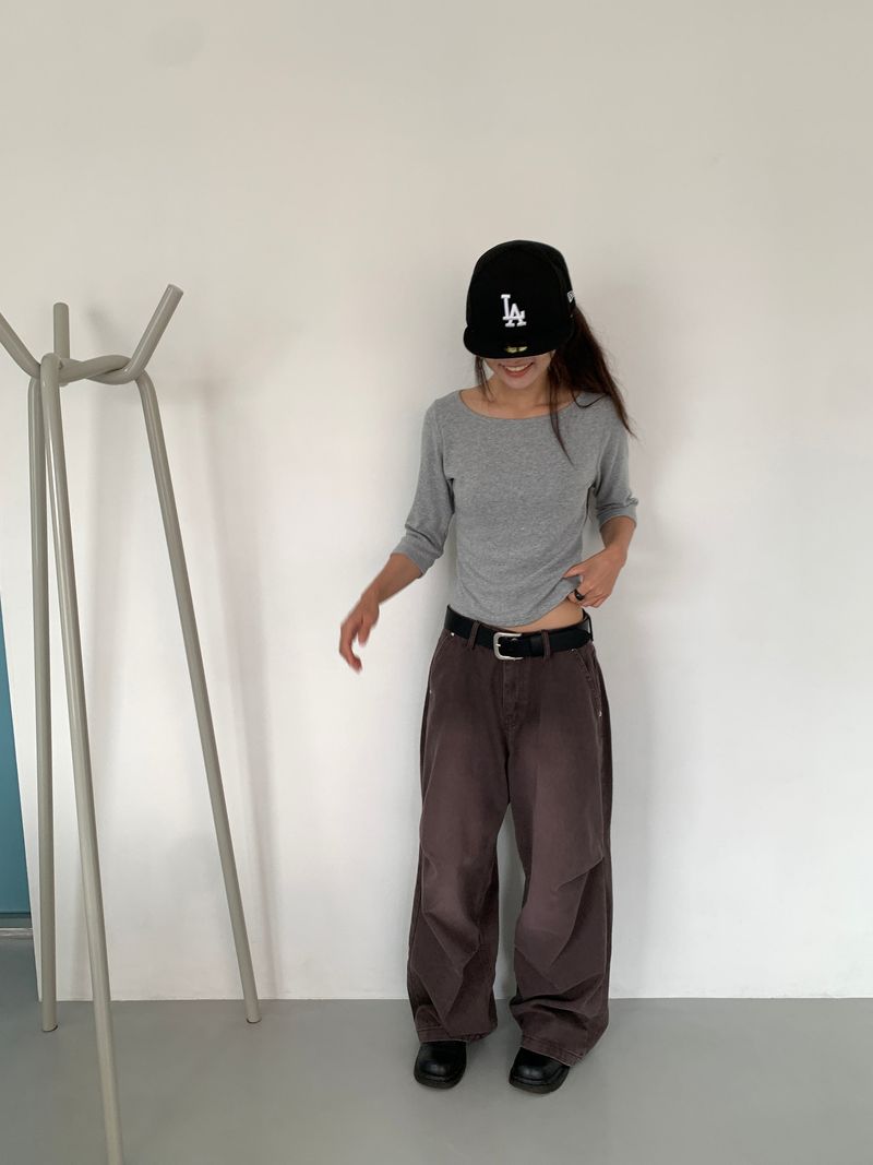 BOAT NECK MID SLEEVE TEE (4C)