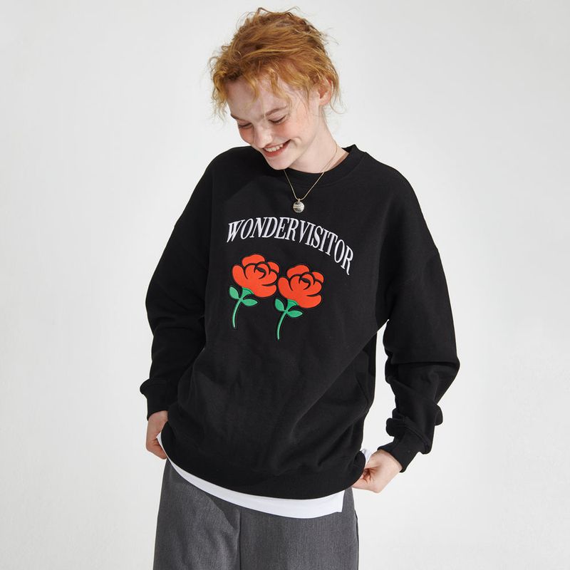 wonder visitor（ワンダービジター）の「Logo applique Sweatshirt [Black]（Tops）」