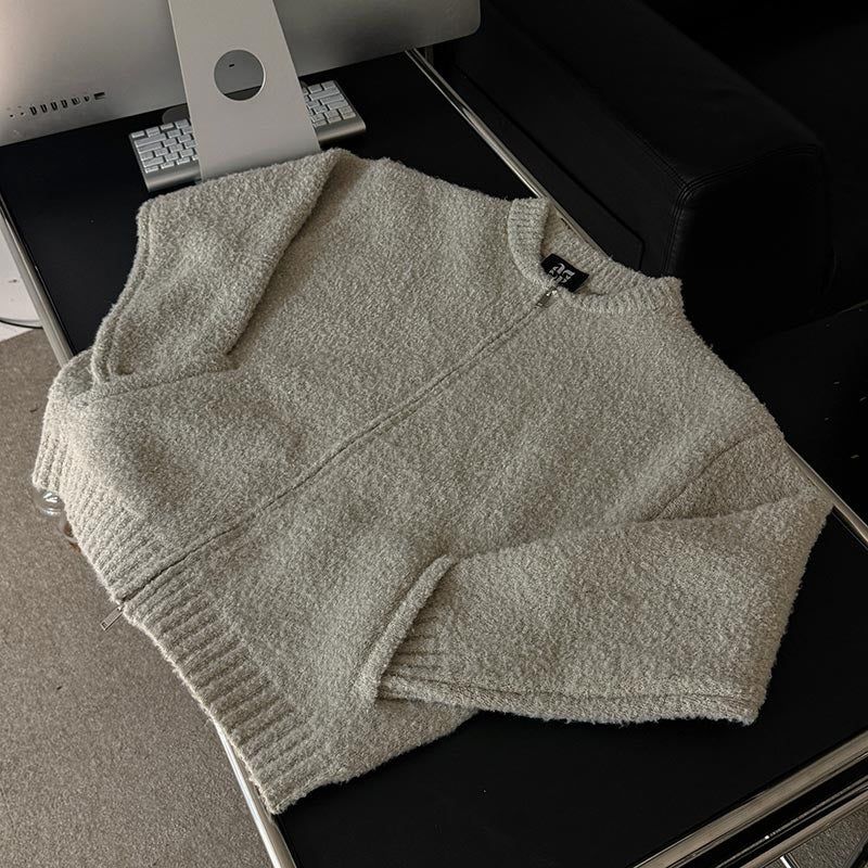ASCLO Boucle Like Zip Up Cardigan (4color)