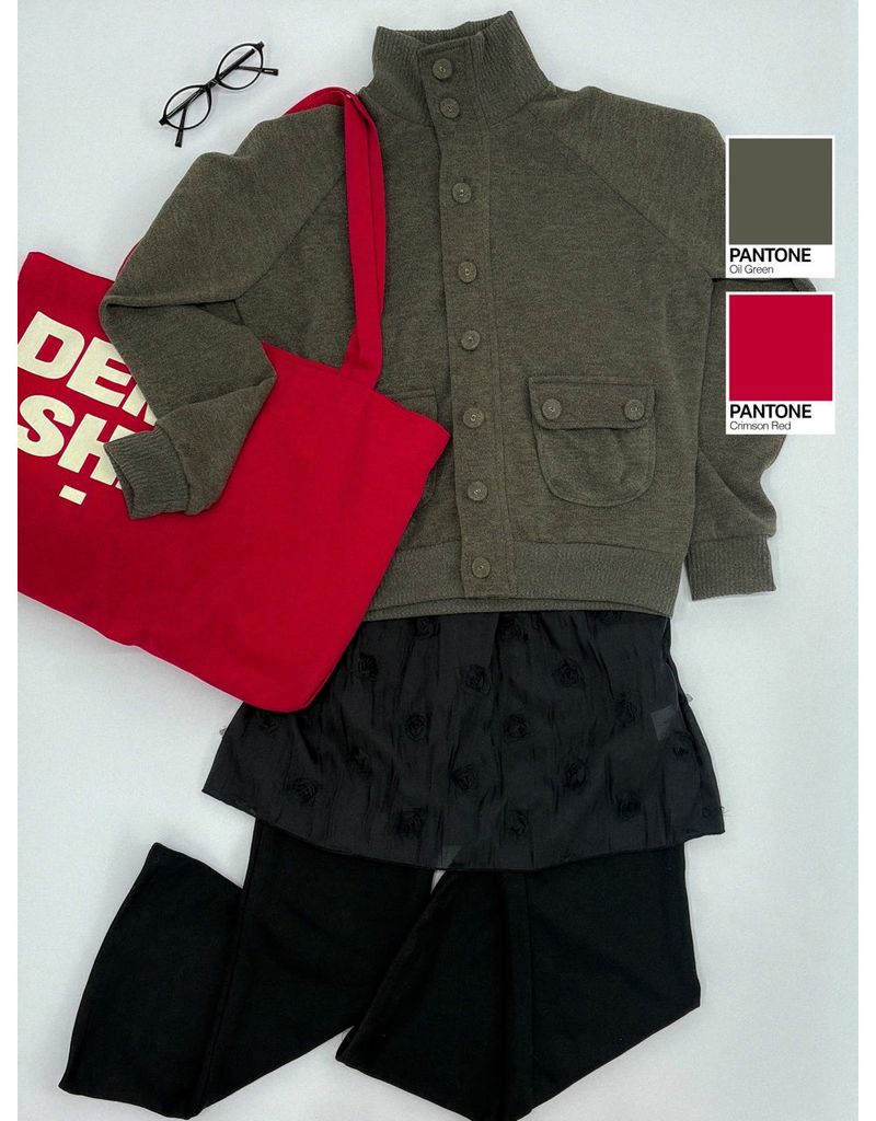 Mock neck high cardigan (3color)