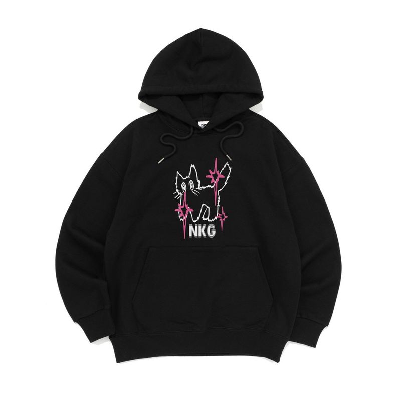 DIZZY CAT HOOD TEE-BLACK