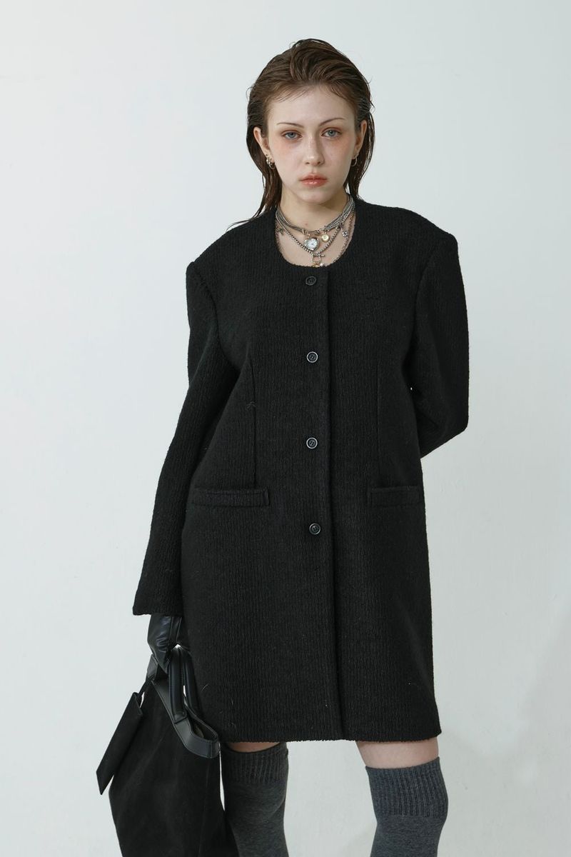 WOOL-LIKE LONG COAT_BLACK