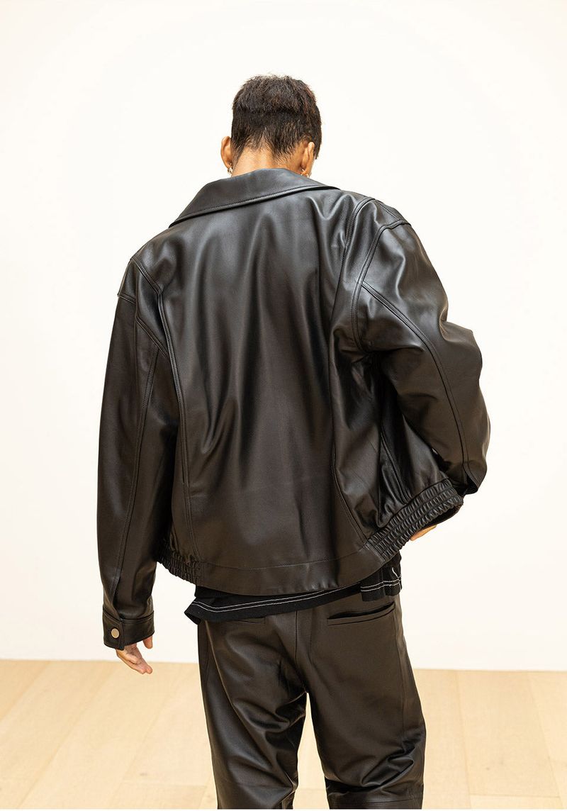 LAMSKIN OVERFIT BOMBER JACKET