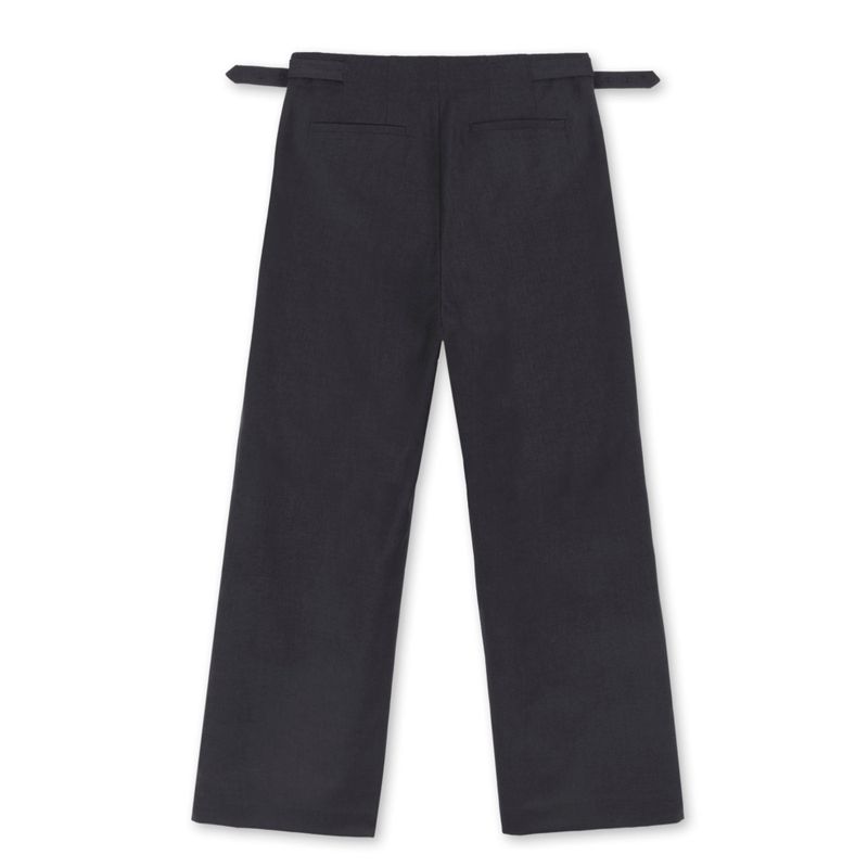 DOUBLE BUCLE SLACKS WIDE PANTS