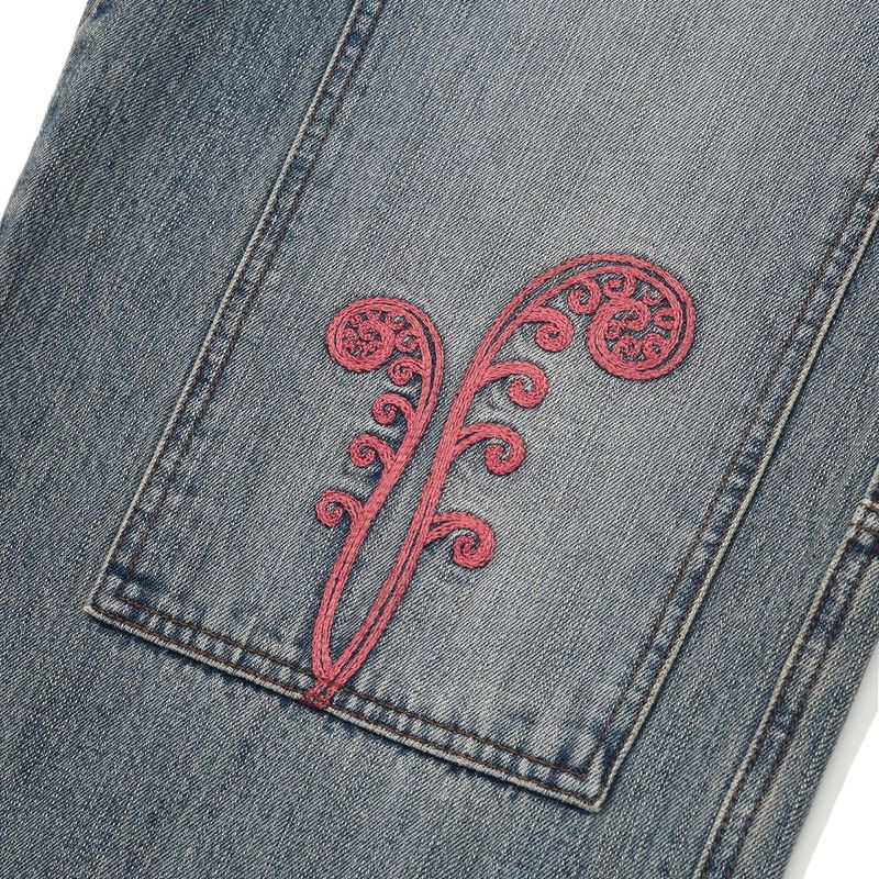 Ptery double knee pants / Washed blue