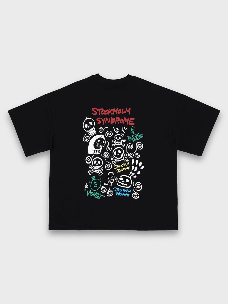 stockholm syndrome（ストックホルムシンドローム）の「ドゥードゥルスカルTシャツ - ブラック（トップス）」