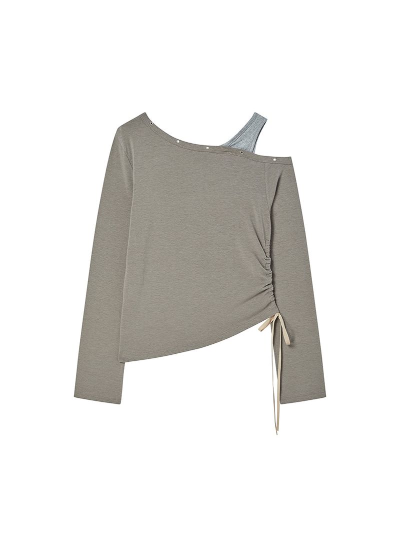EYELET OFF SHOULDER L/S SAND