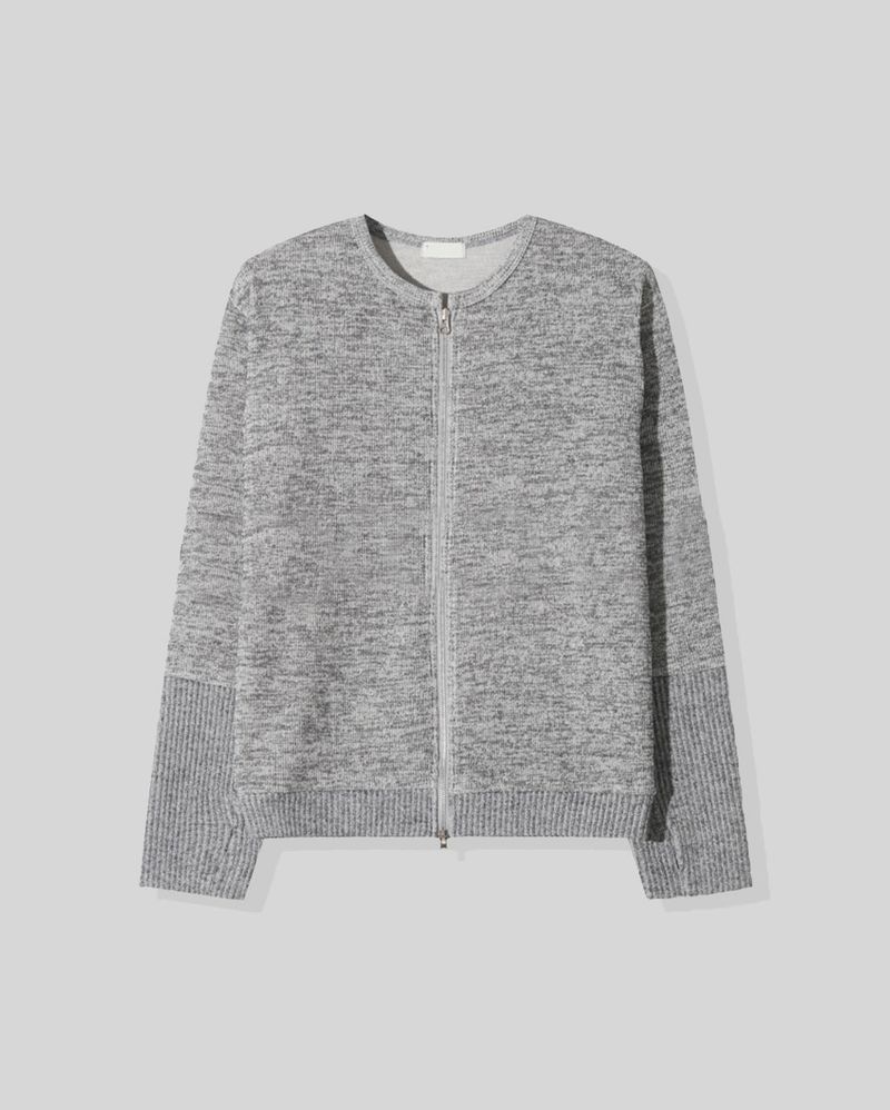 Angle Knit Zip-up with Hand Warmers