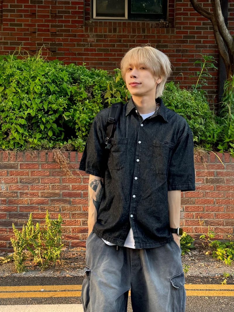 Diff denim short sleeve shirt 2C
