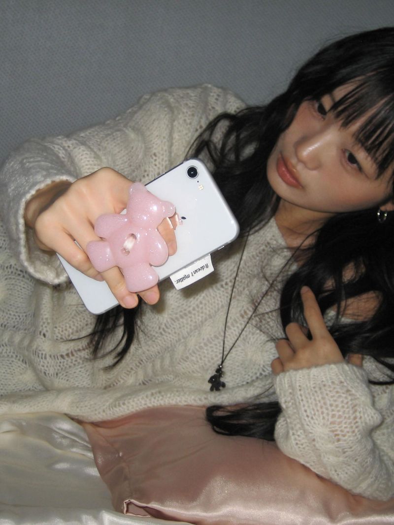 [Formica] *Glitter* Pinky Bear button tok, Basic