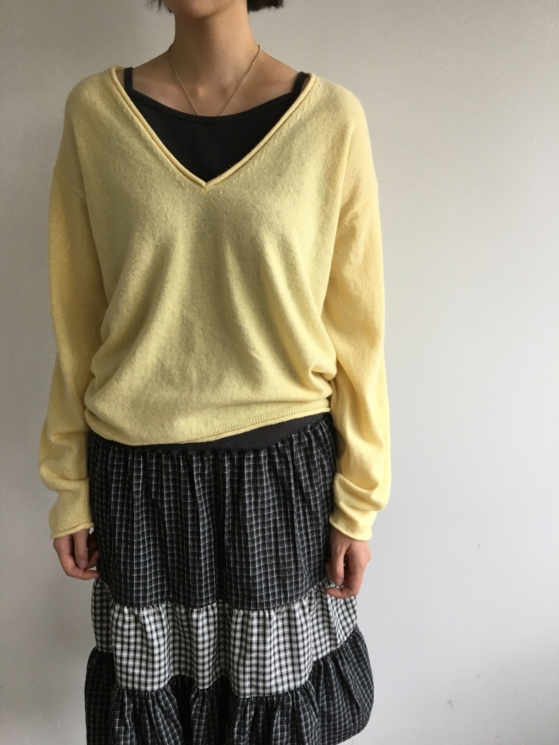 Fold check skirt (3color)
