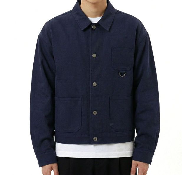 Crop French Work Jacket Navy