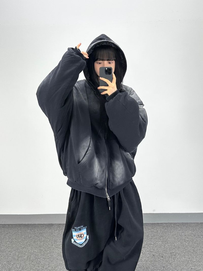 bomber washing hooded jumper
