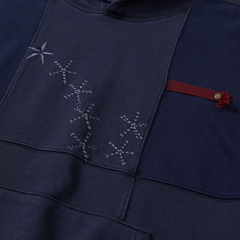 Grid hoodie / Washed navy