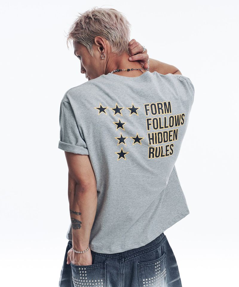 Star lettering cropped T-shirt - Gray
