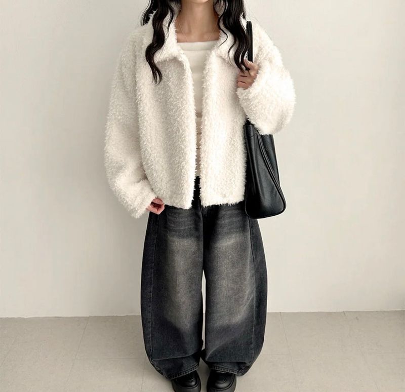Cyan collar neck popgle short jacket