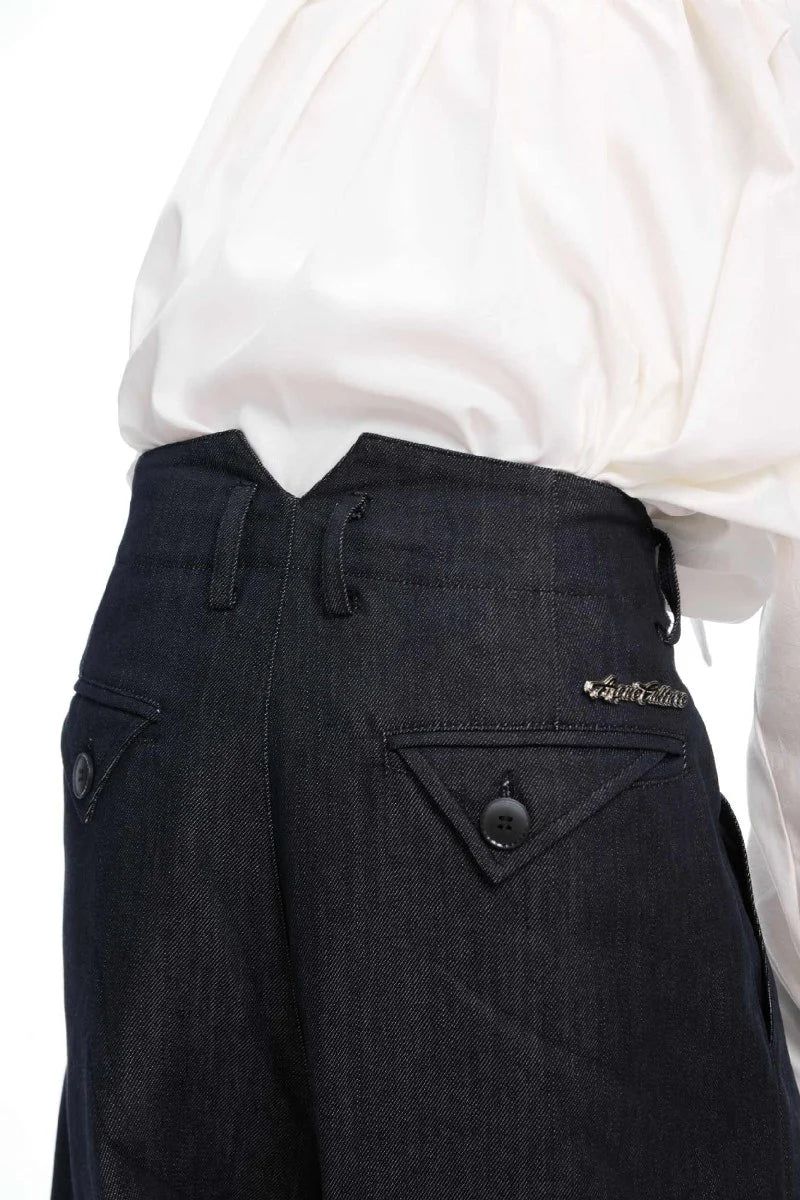 Raw Denim Wide-Leg Jeans