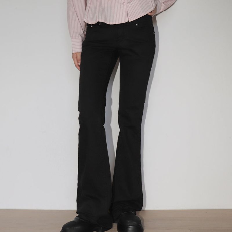 Rasen Low Rise Slit Cotton Bootcut Pants