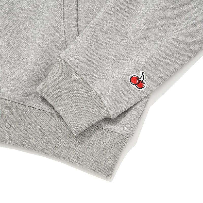 SMALL CHERRY REGULAR FIT HOODIE ZIP UP [MELANGE GRAY]
