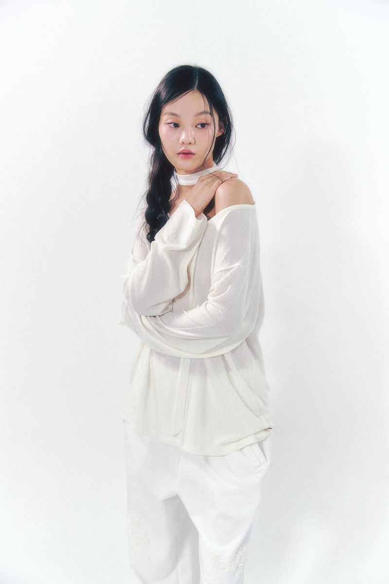 Knee Point Ribbon Jogger Pants White
