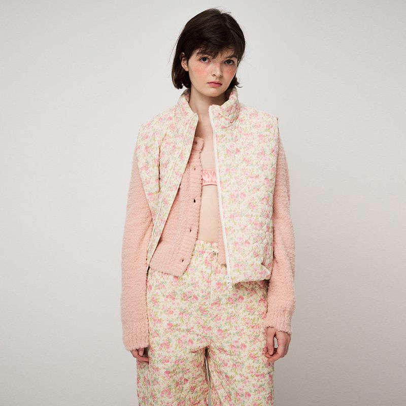 FLORAL PEDDING VEST, CREAM