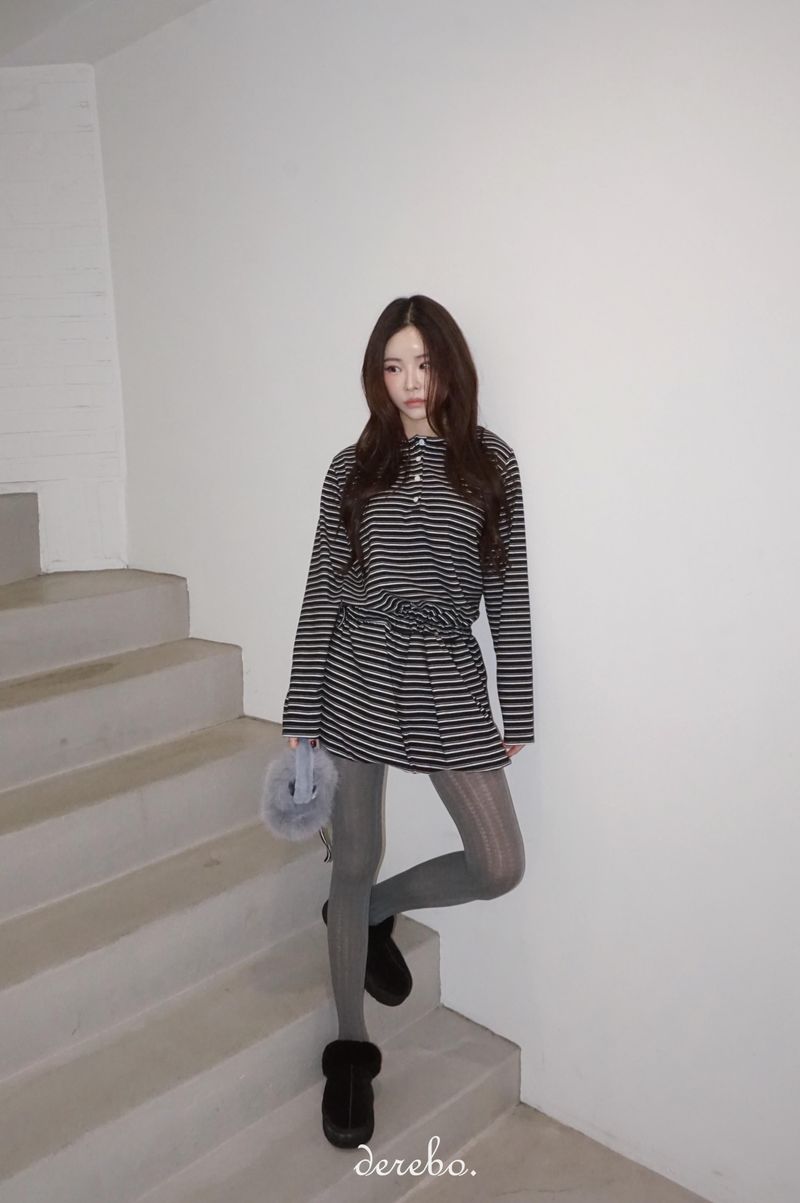 wool fleece stripe strap pumpkin dress