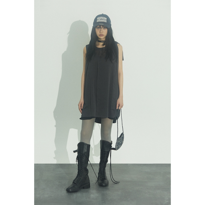 RIBBON MINI DRESS: CHARCOAL