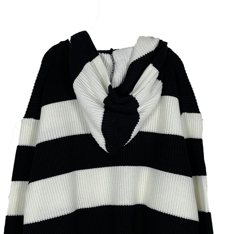 Stripe Warmer Hood-Knitwear