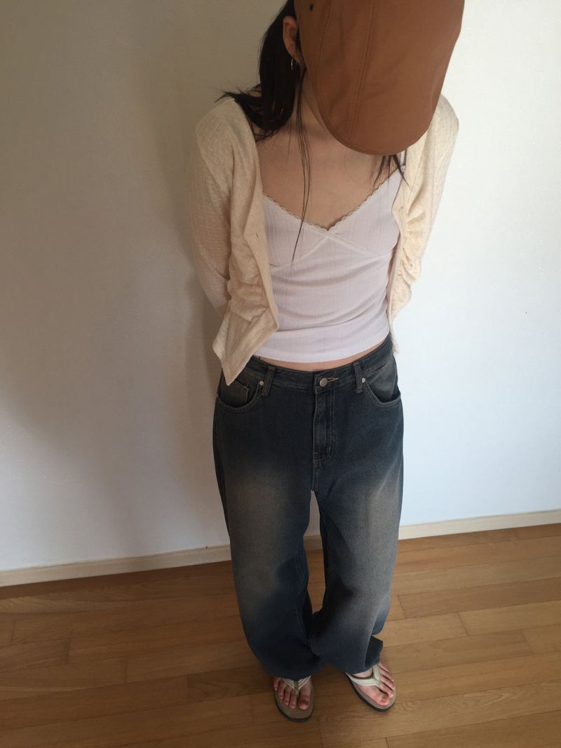 Touch denim wide long pants (2 colors)
