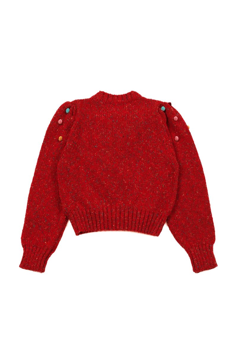 Pom Pom Mix Knit [Red]