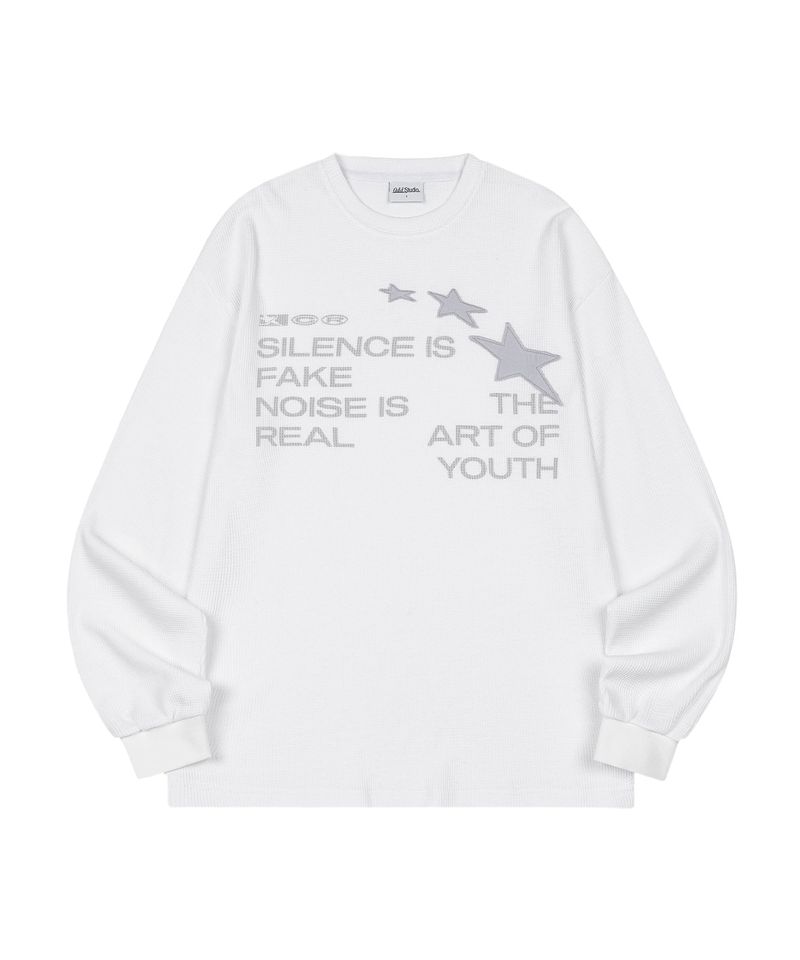 Star Applique Waffle Long Sleeve - OFF WHITE