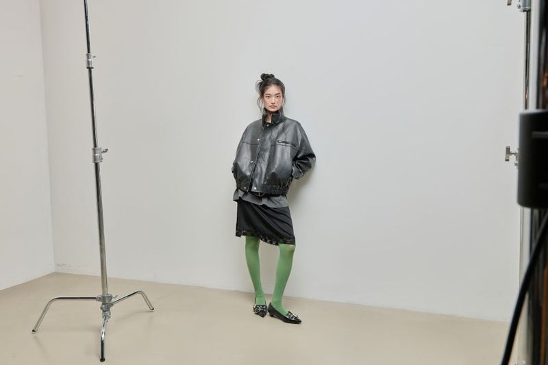 High-neck Leather Jacket_Black