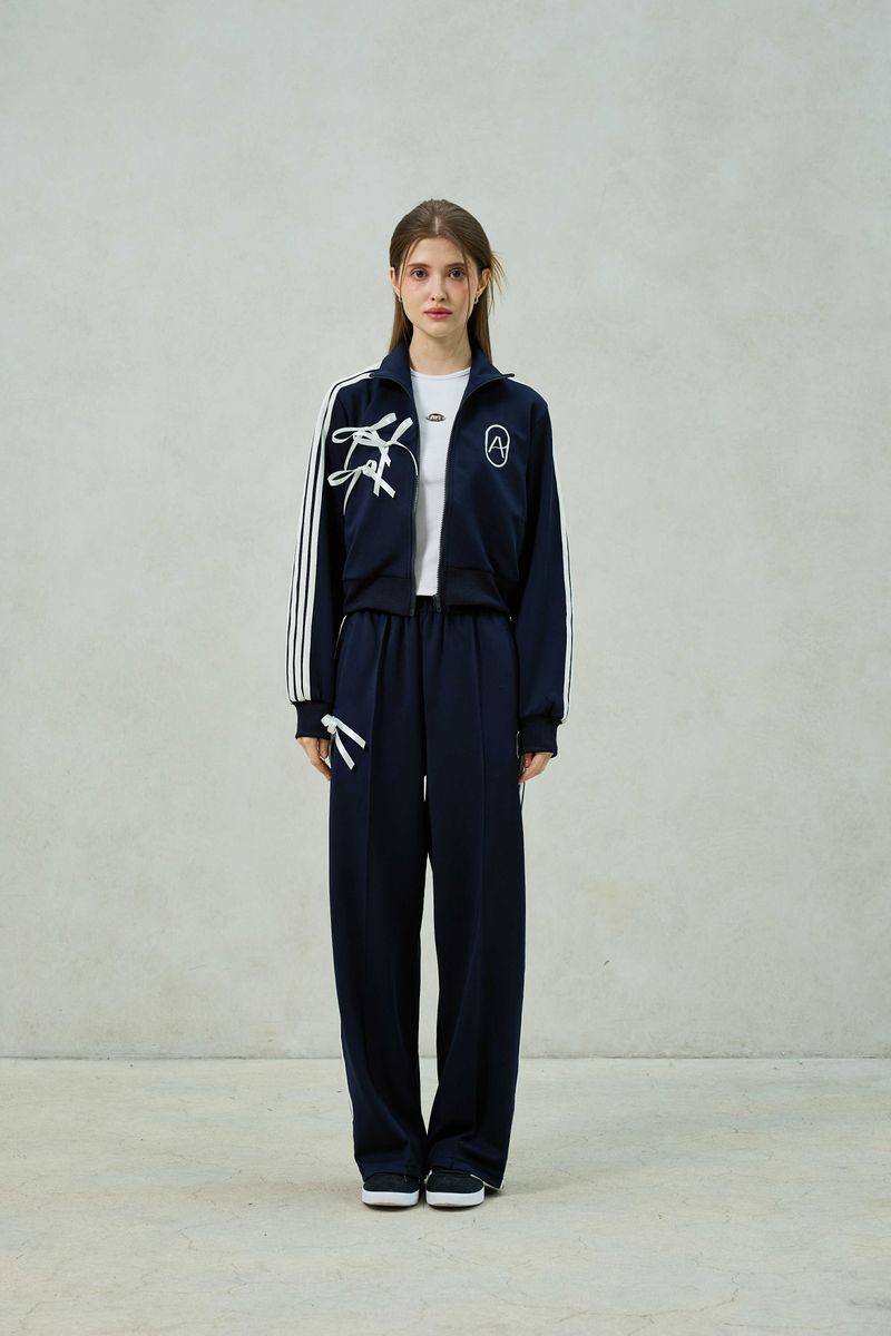 RIBBON JERSEY TRACK TOP / NAVY