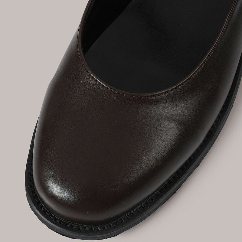 Maryjane Flat Shoes - Brown