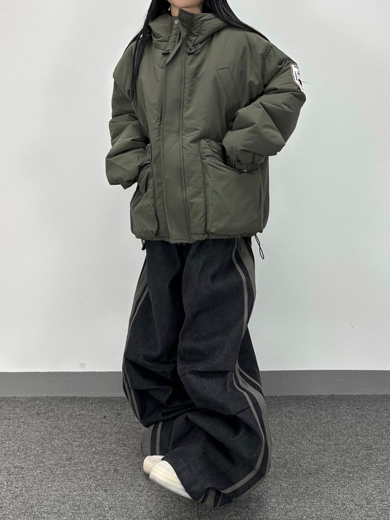 media track denim pants