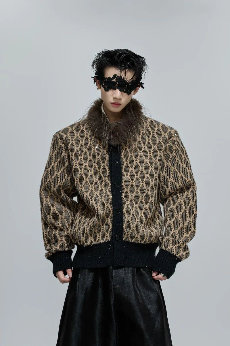 Argue Cultureの「Sequin Knit Cardigan with Fur Collar（Tops）」