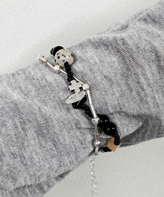 Layered Beads Cross Gemini Bracelet
