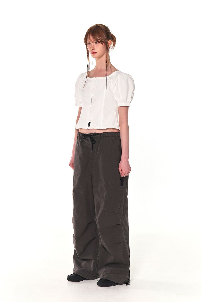 PUFF BUTTON BLOUSE (WHITE)