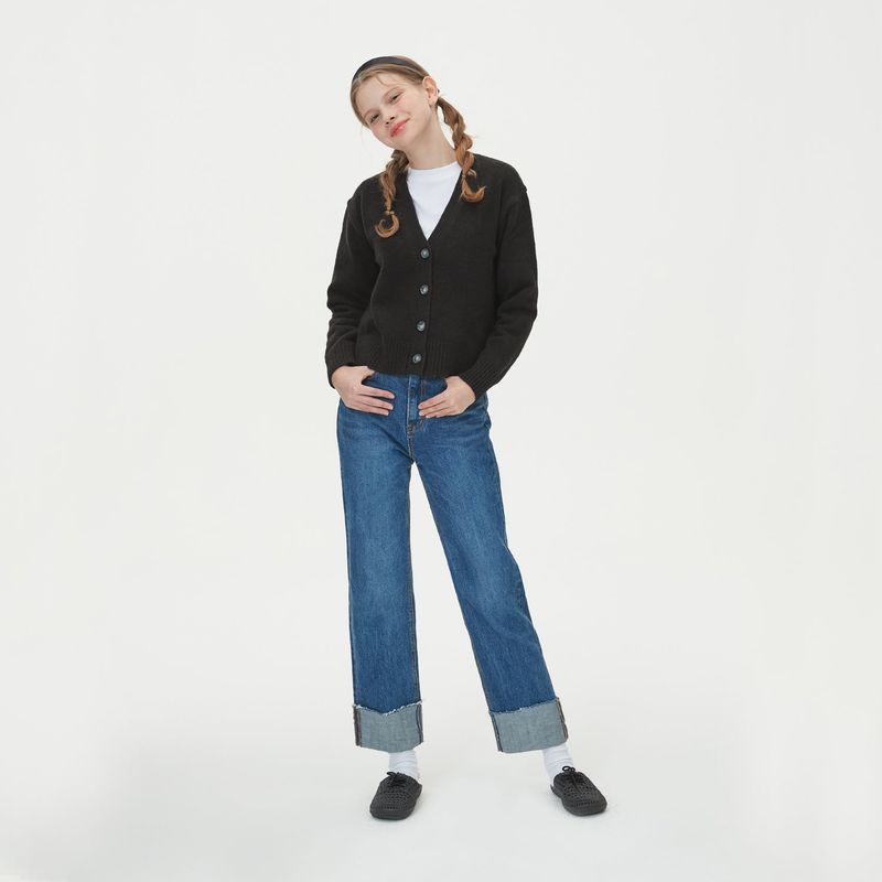 WOOL CROP KNIT CARDIGAN_BLACK