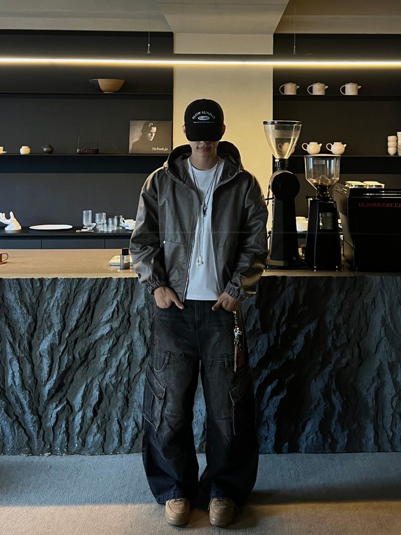 Smoky Leather Hood Jumper