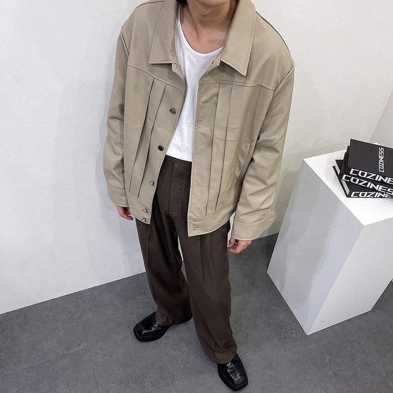 EV leather pin tuck jacket (3 colors)