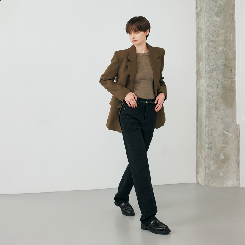 Cotton Straight Denim Black - YS392