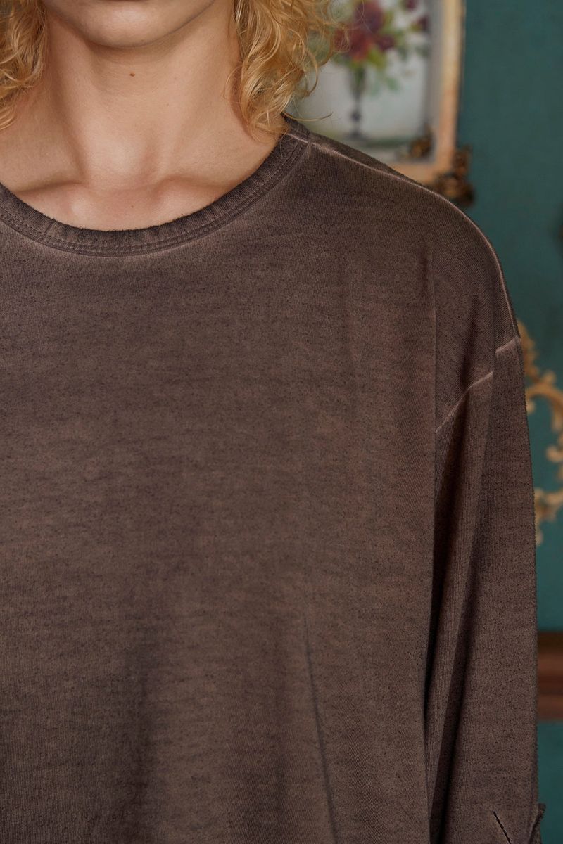 DYED ARGYLE LONG SLEEVE T SHIRT / BROWN